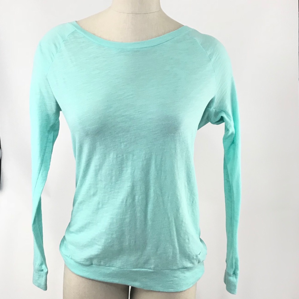 PINKvictoria’s Secret wide neck aqua sleeved shirt